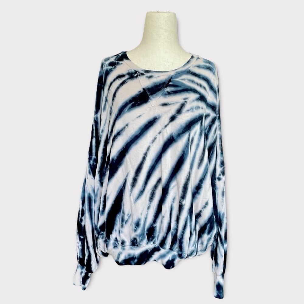 NEW Young Fabulous & Broke Crew Neck Tie Dye Sweatshirt in Navy Size Small
